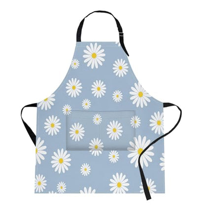 Britimes Apron with Pockets, 32x28 inch, for Women Men, Daisy Blue - color: Daisy