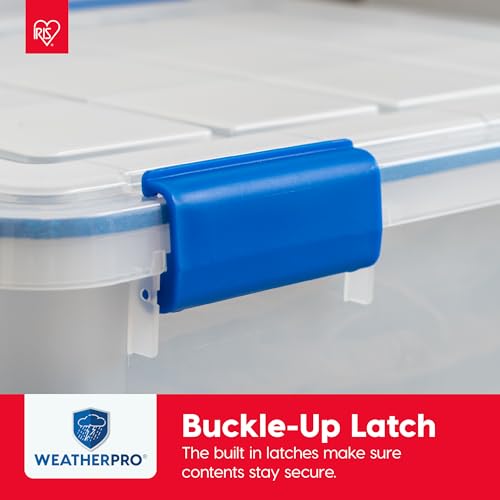 IRIS USA 3-Pack 16 Qt Storage Bins with Gasket Lids, Clear/Blue - size: 16 Qt. - 3 Pack