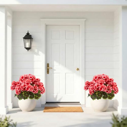 lovemoon 2 Pcs Geranium Potted Artificial Flowers, Peach, 19" - color: Peach
