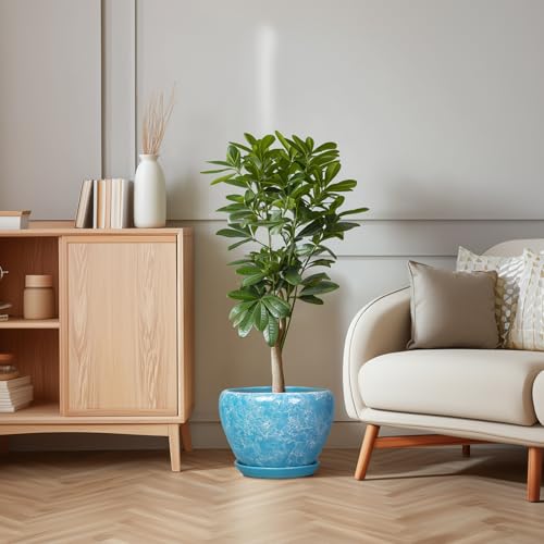 Indoor Plant Pots 10 Inch, Ceramic Planter, Bubble Blue - color: Bubble Blue, size: 10 Inch