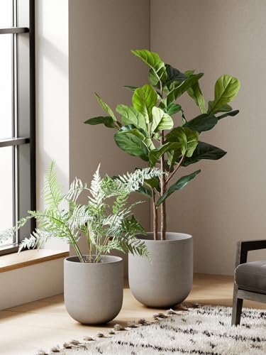 LE TAUCI 10 Inch Plant Pot, Ceramic Pots for Plants, Neutral Gray - color: Neutral Gray, size: 10 Inch