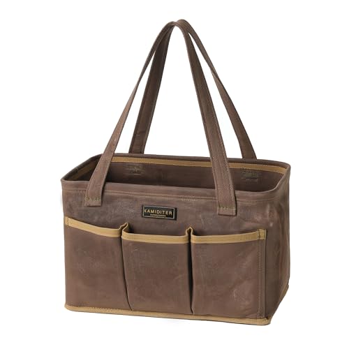13.5-Inch Foldable Open Top Waxed Canvas Tool Bag, Multi-Purpose Wrench Tool Pouch with Handle, Durable and Water Resistant(Grey) - color: Grey, size: 13.5 Inch