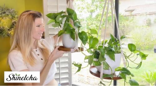 2 Pack Macrame Plant Hanger, Hanging Plant Shelf (12" + 10") - color: Beige, size: 2-Pack, 1-Tier