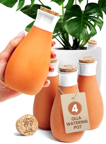 4 Pcs Ollas Terracotta Watering Pots Large - 14 Oz Self Watering Planter Insert Olla Watering System for 1-Week Easy to Refill - Clay Plant Watering Globes for Outdoor & Indoor Plants [4, White] - style: 4pcs White