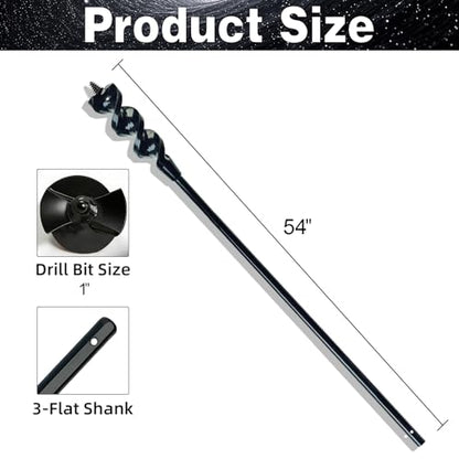 DECKRKAT 54" Flexible Installer Drill Bit - 1" Auger with Fish Eye Hole & Anti-Slip 3-Flat Shank for Wire Pulling Through Walls, Ceilings, Sidewalks. - size: 54X1"