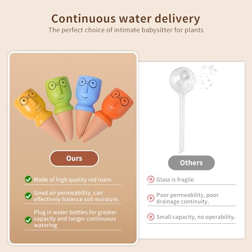 4 PCS Terracotta Watering Spikes, Self Plant Watering Globes