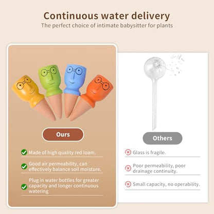 4 PCS Terracotta Watering Spikes, Self Plant Watering Globes