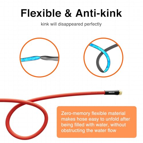 SPECILITE 5/8" x 100FT Hot/Cold Rubber Garden Water Hose, -50℉-190℉, Red - color: 5/8"ID Red, size: 100ft