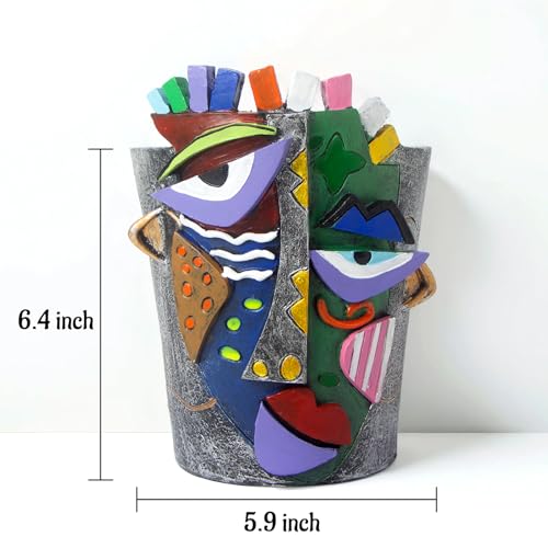 Mrlikale Abstract Face Planter Pots, Unique Head Planter with Drainage Hole - color: Abstract Face 1, size: Large