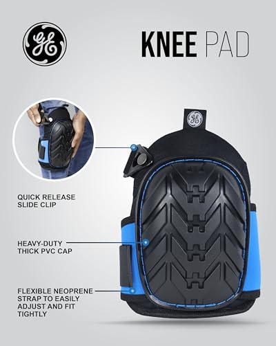 GE Pro Knee Pads Heavy-Duty - Gel Core PVC Cap Adjustable Work Flooring