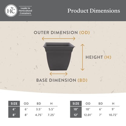 The HC Companies Eclipse Square Planter Pot, 12 Inch, Clay, 2-Pack - color: Clay, size: 12", style: Pack of 2