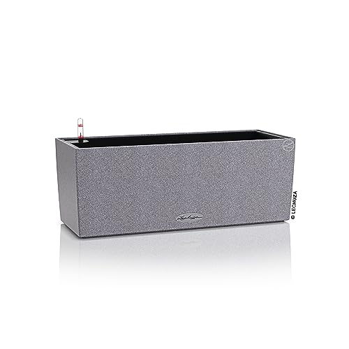 Lechuza BALCONERA Stone 50 Stone Grey, Self-Watering Window Box (Railing Planter), H7.5 L19.7 W7.5 in - color: Gray, style: 50