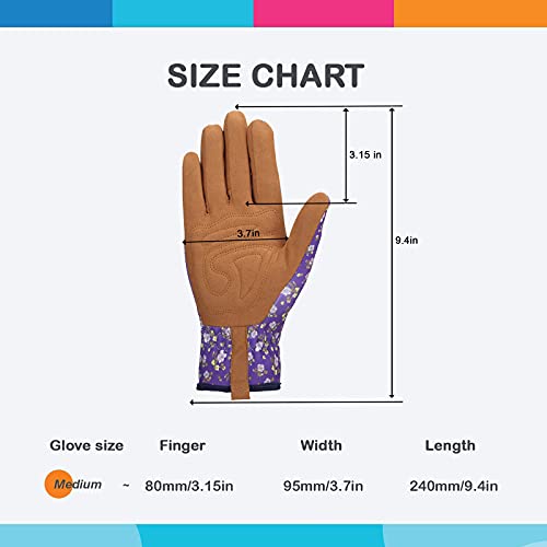 Bamllum Gardening Gloves for Women, Leather Garden Gloves - color: Purple