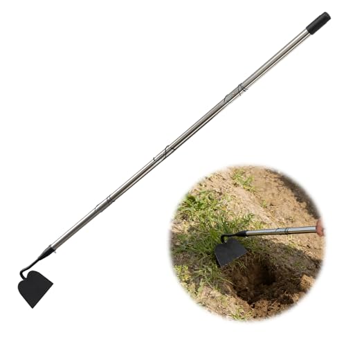 Garden hoe heavy duty for weeding，Hoe garden tool 37.8''-66.1'' Adjustable with 7.1inch Wide Welded Blade，Hoes for gardening with Long Stainless Steel Handle for Digging Loosening Weeding Planting - size: 37.8''-66.1''