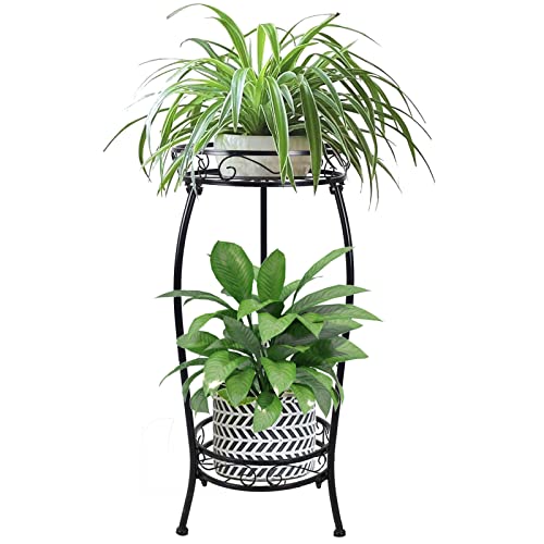 MOCORY Plant Stand Indoor Outdoor, 2 Tier 27.1" Tall Metal, Black - color: Black