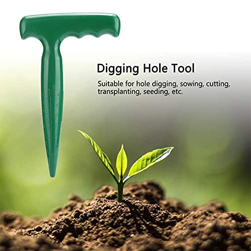 Seed Planter Tool, 6.9 Inch Green Plastic Dibber for Sowing Seeds, Planting Bulbs, Digging with Handle