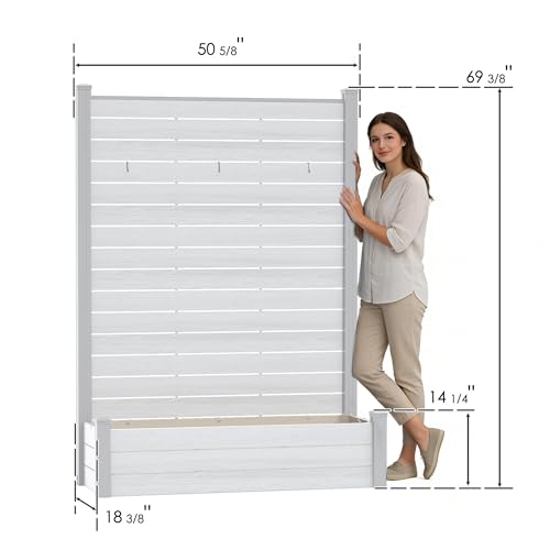 Kozyard Privacy Screen with Planter, 70" H x 51" W Outdoor Garden Screen - color: White