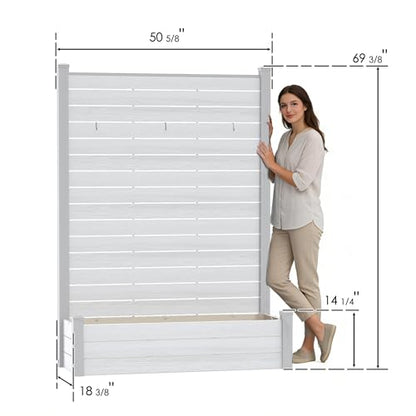 Kozyard Privacy Screen with Planter, 70" H x 51" W Outdoor Garden Screen - color: White