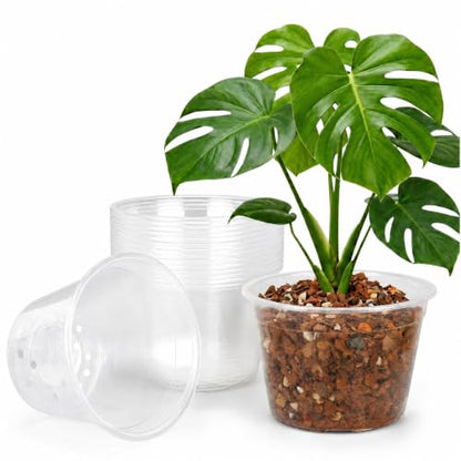 15 Pack 8 Inch Clear Nursery Pots, Large Clear Plant Pots with Drainage - size: 8 Inch-15 Pack