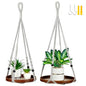 2 Pack Macrame Plant Hanger, Hanging Plant Shelf (12" + 10") - color: Light Grey, size: 2-Pack, 1-Tier