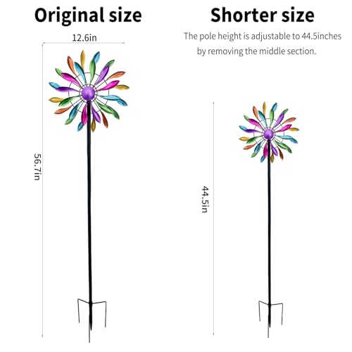 Rainbow Petal 360° Metal Wind Spinners Outdoor, 56.7" H - color: Rainbow