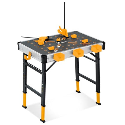 WORKESS Portable Workbench 1000Lbs Capacity 2026 Upgraded Adjustable 5 Level Height Heavy Duty Folding Work Table with 2 Quick Clamps, 4 Bench Dogs, 3 Tool Boxes for Garage Easy Storage - style: Adjustable Height