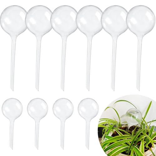 10 Pcs Plant Watering Cans,Plant Watering Globes,Plant Self-Watering Bulbs,Plastic Plant Automatic Water Devices for Indoor Outdoor Potter Plants - size: Clear-6Large4Small