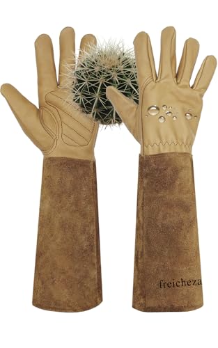 [Clearance promotion] Long Gardening Gloves for Women/Men-Thorn Proof Rose Pruning Gloves, Leather work Gauntlet - size: Large
