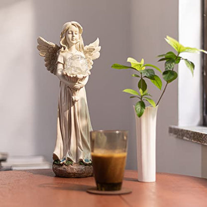 Garden Angels Outdoor Statue, Solar Angel with Crackled Glass Globe - color: Globe