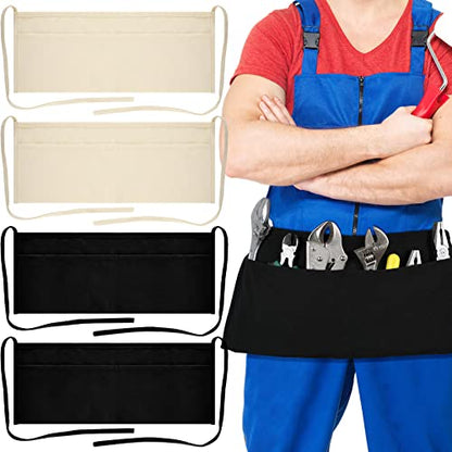 JenPen 4 Pcs Nail Apron Canvas Waist Apron Bulk for Carpenter with 2-pocket