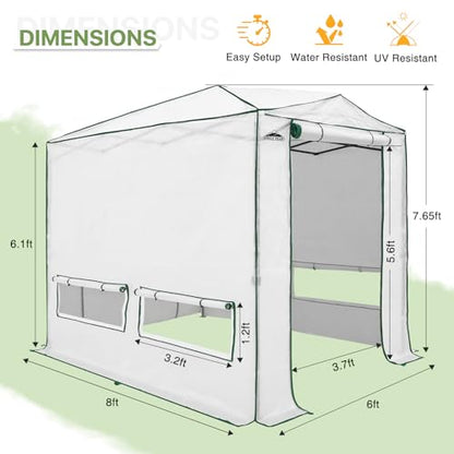 EAGLE PEAK 8x6 Easy Setup Pop Up Greenhouse, Woven Top, Translucent - color: Translucent, size: 8x6