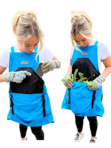 Grampa's Gardening Apron Cross Back Garden Apron with Large Pockets - color: Blue