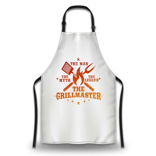 Baking Apron for Men the Man Myth Legend Grill master Vintage Aprons for Women for Kitchen Cooking Restaurant BBQ Painting Crafting 27” (W) x 31” (H), Waterproof Aprons - color: Grillmaster