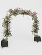 87" Rolling Garden Arch Trellis with Planter Box – Rustproof Metal Frame - size: Span 2.2