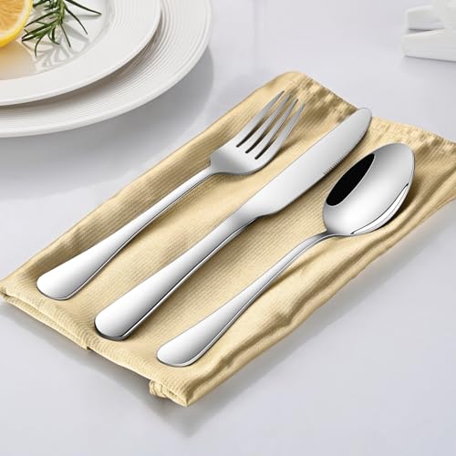 DEHOV 8 Inch Stainless Steel Silverware Dinner Forks Set of 8 - color: Silver