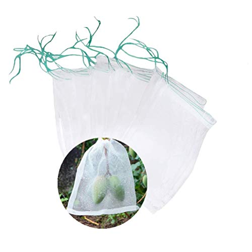 Belit 25 Pcs Net Bags Grapes Protection Bags with Drawstring Nylon Mesh Reusable Fruit Bags for Fruit Trees Vegetables (11.8"x7.8") - size: 25psc 11.8"x7.8"