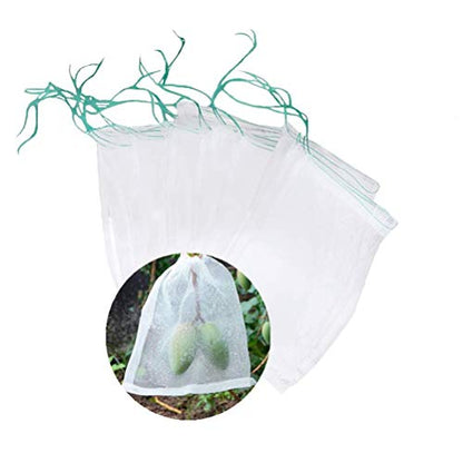 Belit 25 Pcs Net Bags Grapes Protection Bags with Drawstring Nylon Mesh Reusable Fruit Bags for Fruit Trees Vegetables (11.8"x7.8") - size: 25psc 11.8"x7.8"