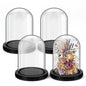 Suclain 4Pc Glass Dome Cloche with Wood Base, Black, 5.1" X 3.8" - color: Black, size: 5.1" X 3.8"