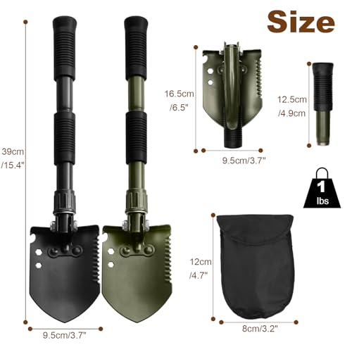 Folding Camping Shovel, Carbon Steel Multi-Tool Survival Shovel for Outdoor, Emergency, Hiking, Car Off-Road (2-Pack) - color: 2-Pack