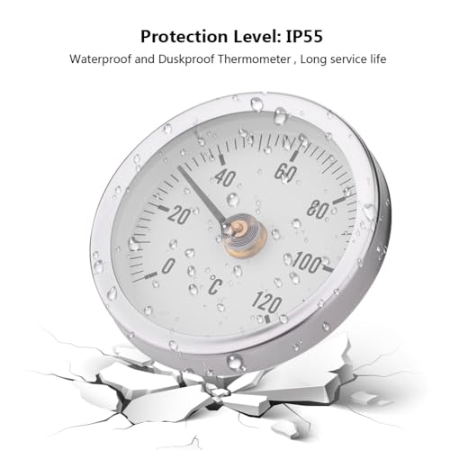 63mm Pipe Surface Thermometer IP55 0-120°C, Bimetal Spring Thermometer for Oil Systems, Power Plants, Marine, Fast On-Site Readout