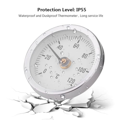 63mm Pipe Surface Thermometer IP55 0-120°C, Bimetal Spring Thermometer for Oil Systems, Power Plants, Marine, Fast On-Site Readout