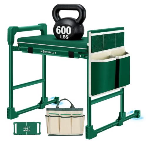 Garden Kneeler and Seat Heavy Duty 600LBS w/ Thicken Wide Soft Kneeling Pad - color: Green