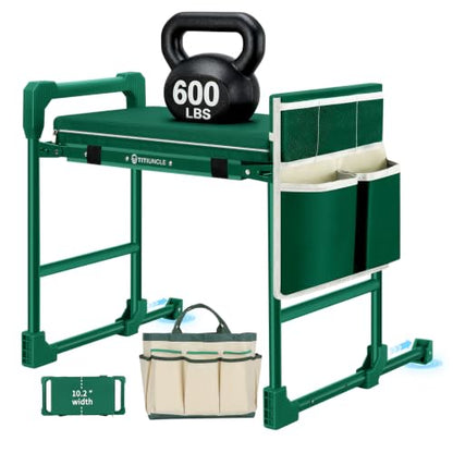 Garden Kneeler and Seat Heavy Duty 600LBS w/ Thicken Wide Soft Kneeling Pad - color: Green