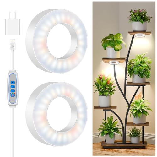 Kullsinss 3.5" Grow Light, 5000K 96 LEDs Plant Lights for Indoor Growing - size: 2-Head/White