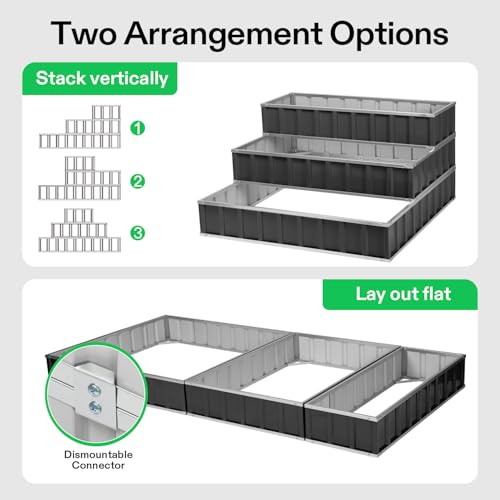 VIVOSUN 3-Tier Raised Garden Bed Outdoor Galvanized Steel 46x46x24 Gray - color: Gray