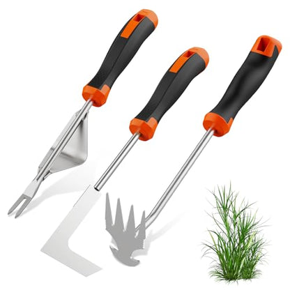 fishark Weed Puller Tool Set, 3 Pack Stainless Steel Manual Weeder