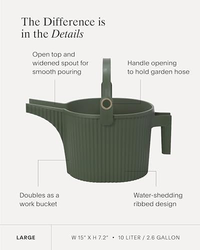 Martha by Martha Stewart Hachiman Large Watering Can with Widened Spout - color: Olive, size: Large (Single)