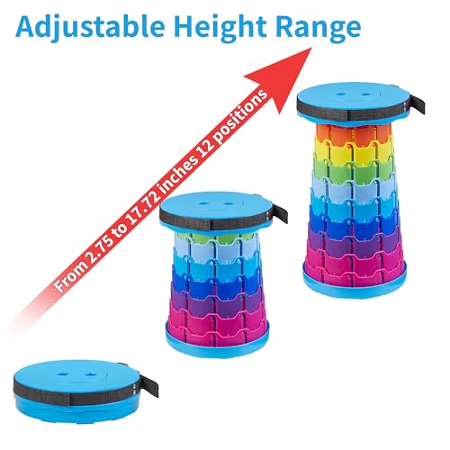 VECELO Telescoping Folding Stool, Upgraded Portable Collapsible Retractable Stool with Load Capacity 400lbs for Garden Fishing Camping Hiking BBQ, 1 PCS Rainbow Blue - color: Rainbow Blue