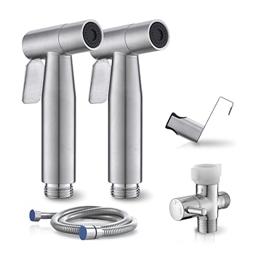 BRITULIF 2-Pack Handheld Bidet Sprayer for Toilet, Adjustable Pressure - color: Brushed Nickel, size: 2 SET - Cold