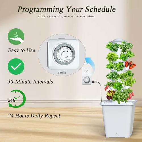Hydroponics Growing System, 30-Plant Indoor Hydroponic Tower with Pump System, Plants Germination Kit, Smart Aeroponic Herb Garden, Vertical Hydroponic System for Gardening Lover (No Seed) - color: White